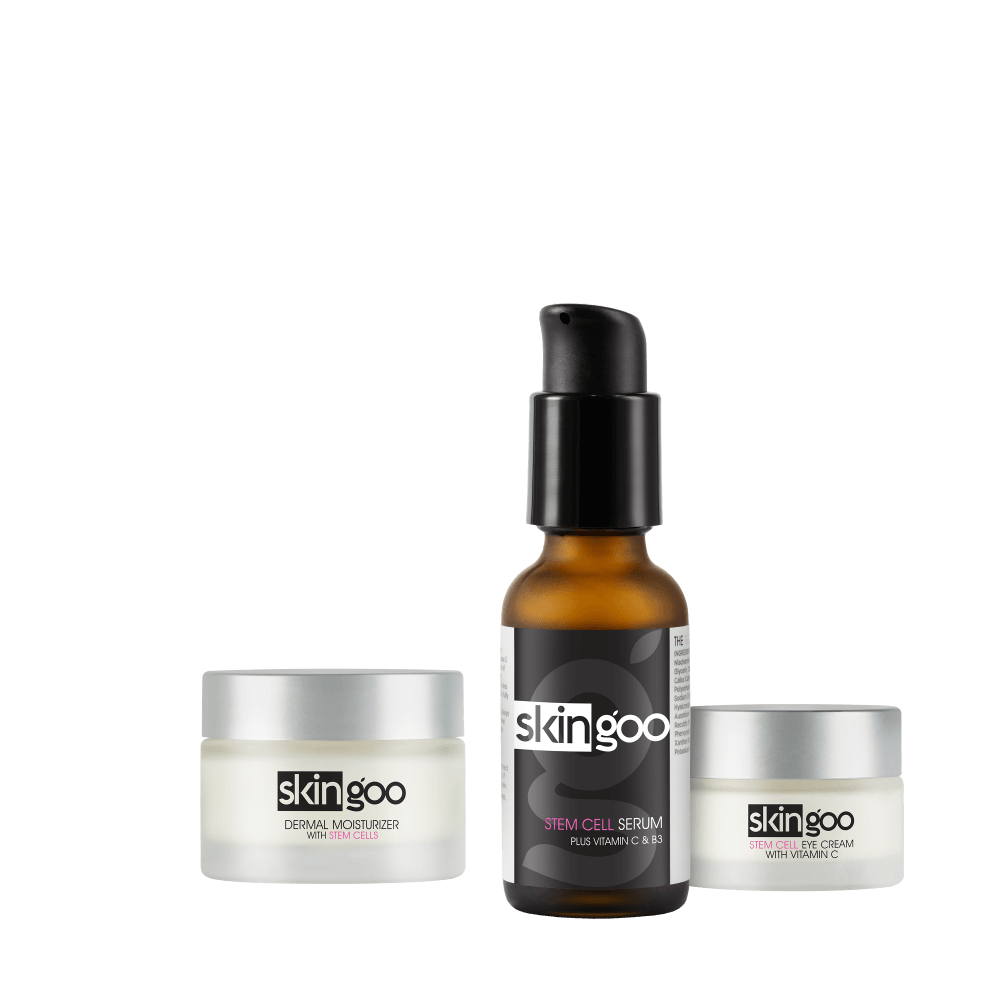 Skingoo trio: Stem Cell Serum, Dermal Moisturizer & Stem Cell Eye Cream